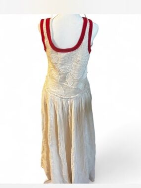 Free People Cream Maxi Dress with Red Trim